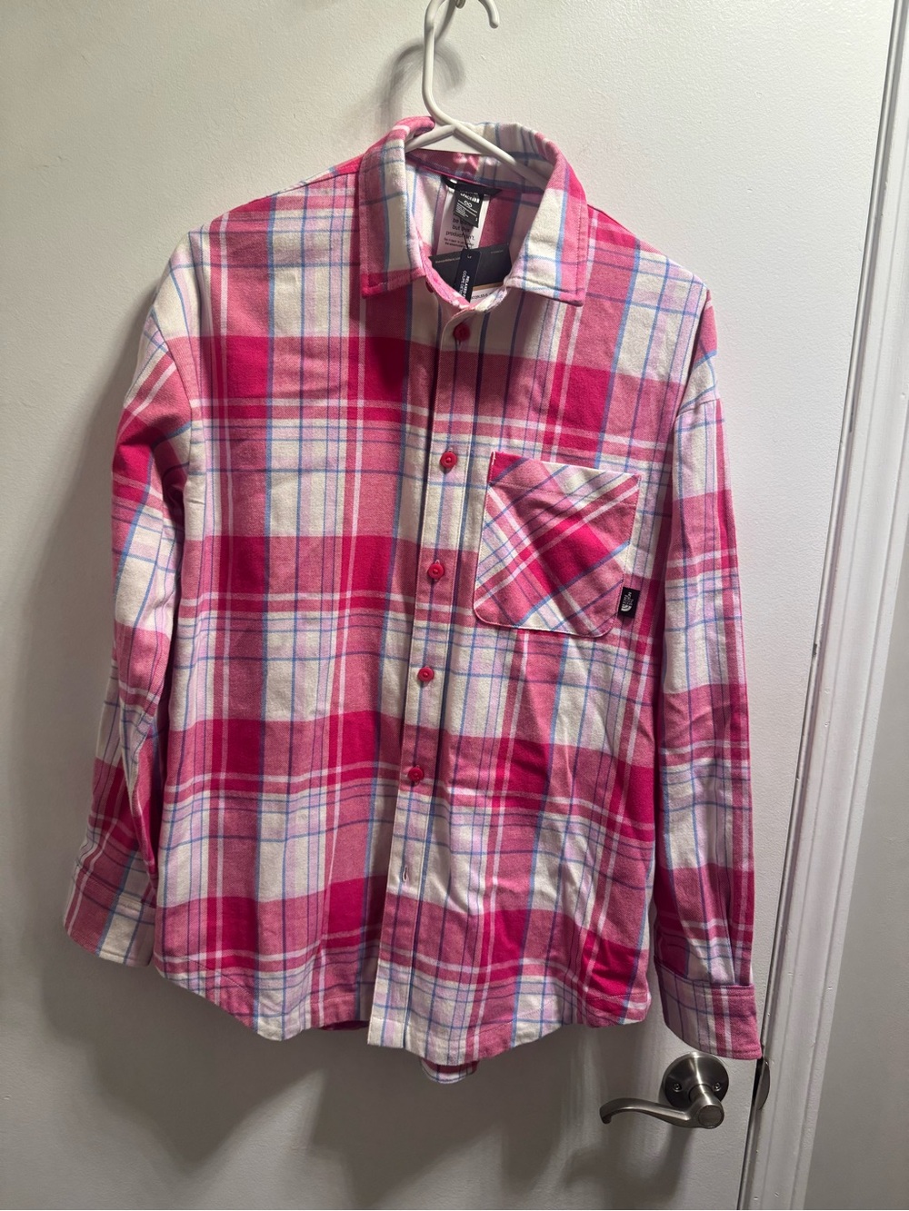 *The North Face Pink & White Plaid Kids Button-Down Shirt